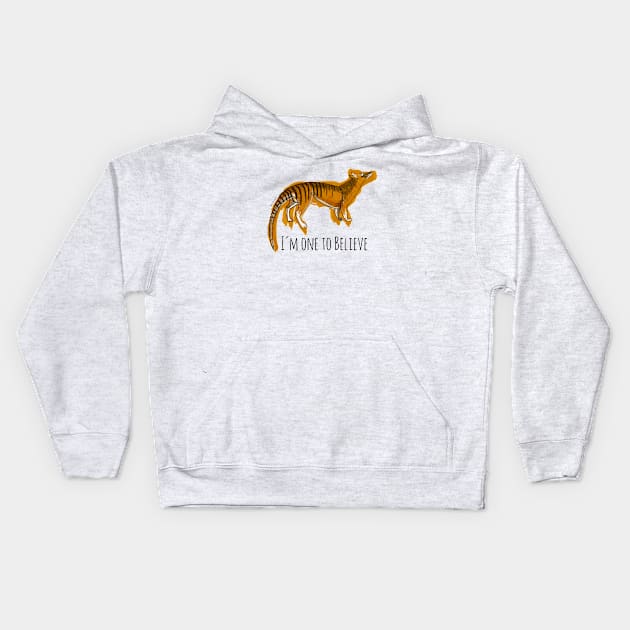 Believe in Thylacine Kids Hoodie by belettelepink